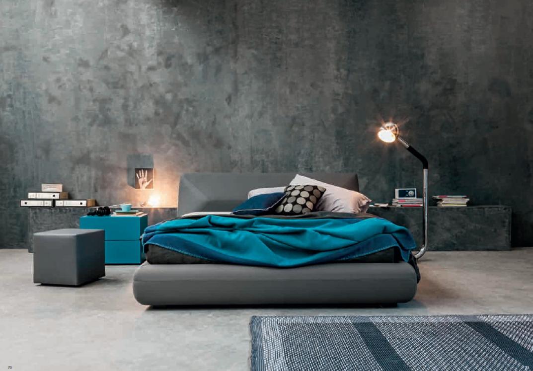 Bed Felix with box in eco leather grigio antracite