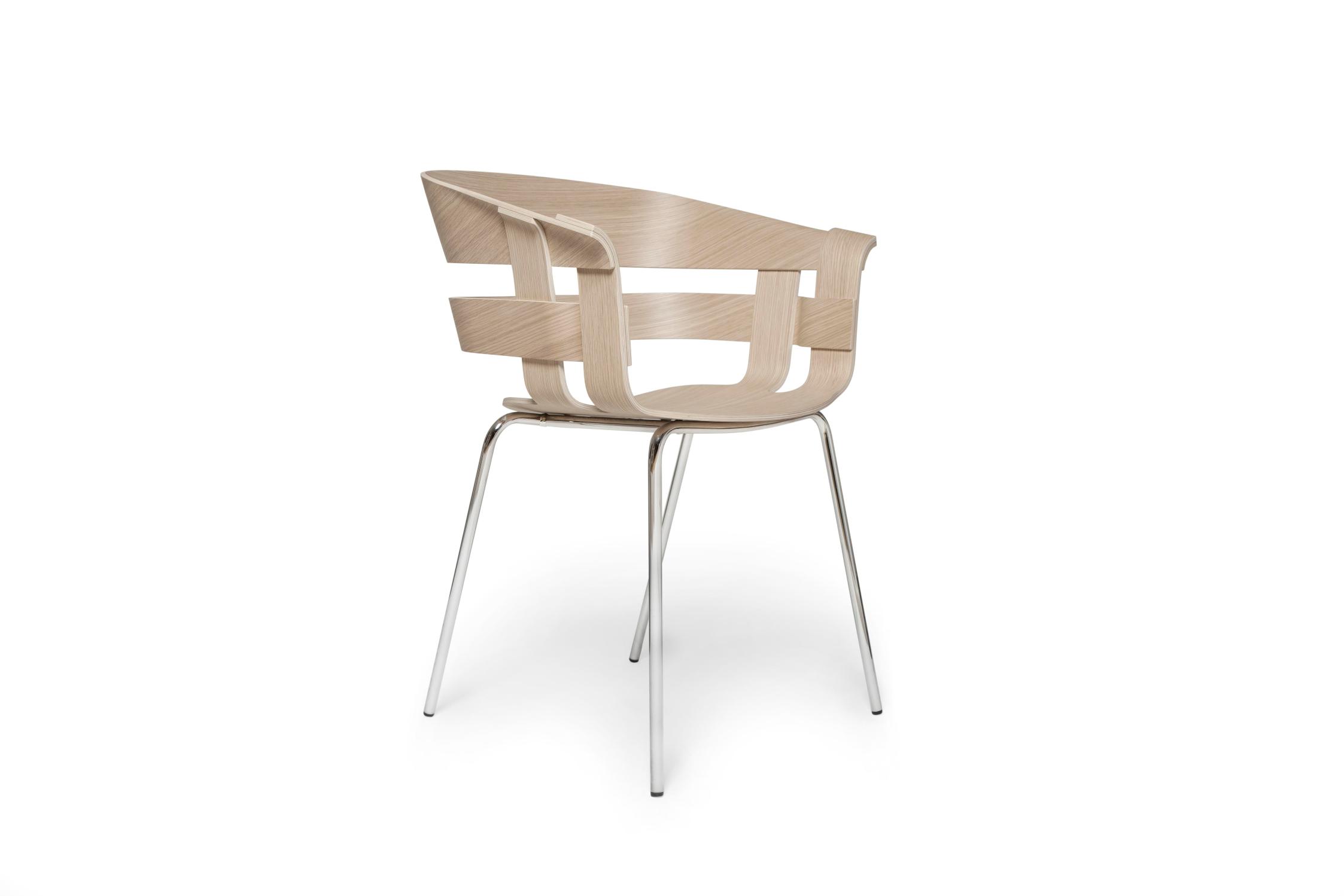 Design House Stockholm Wick Chair Oak seat chrome legs