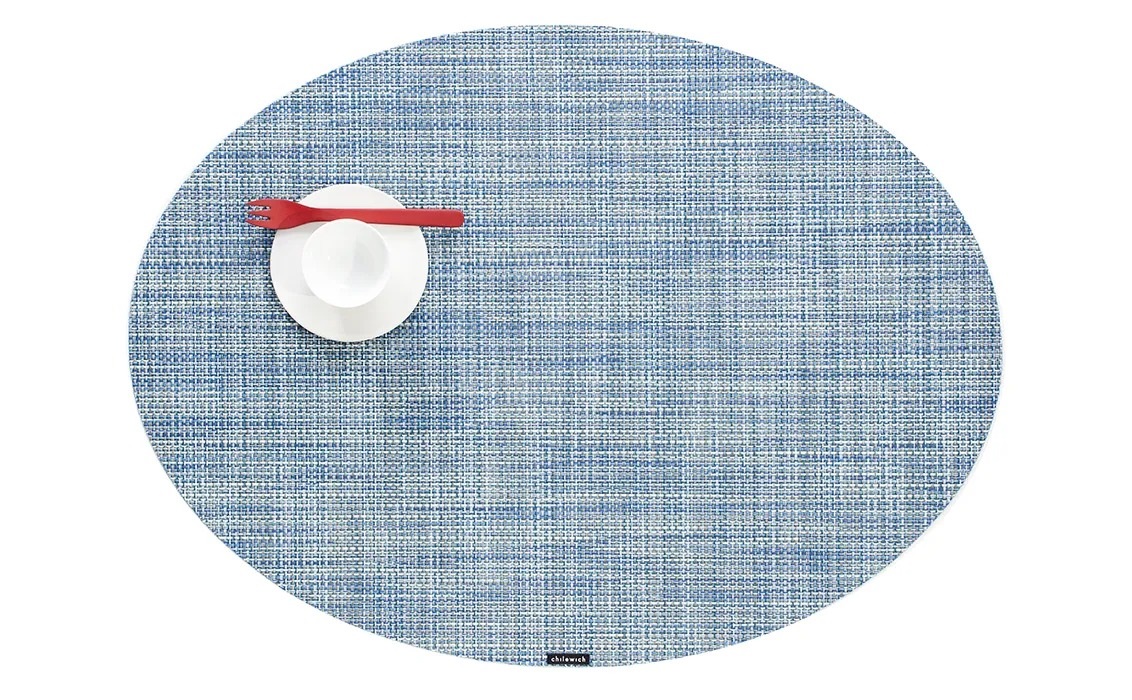 Oval Placemat Chilewich Mini Basketweave Chambray 36 cm x 49 cm