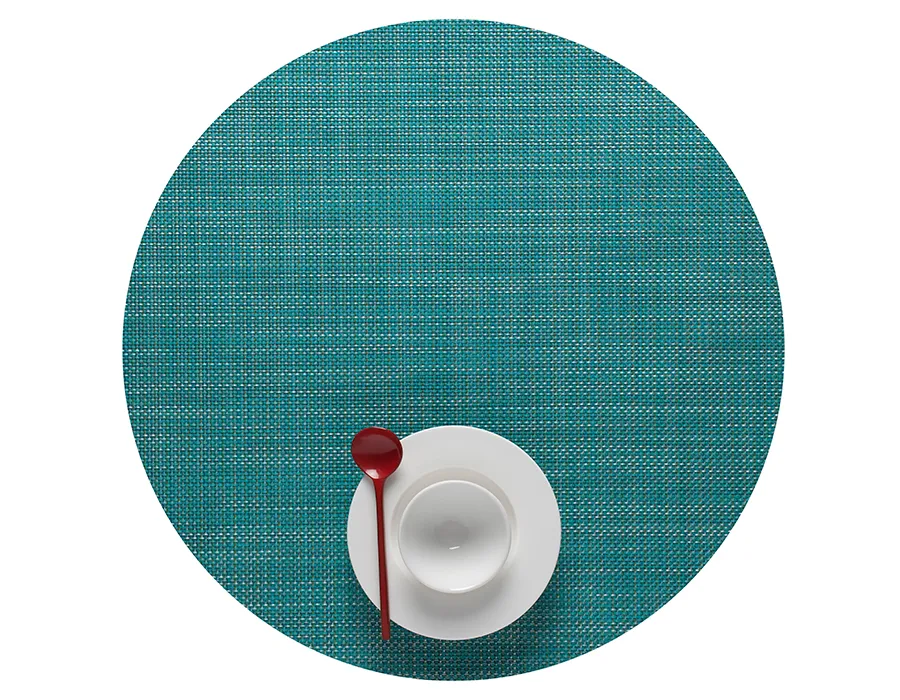 Round Placemat Chilewich Mini Basketweave Turquoise 38 cm