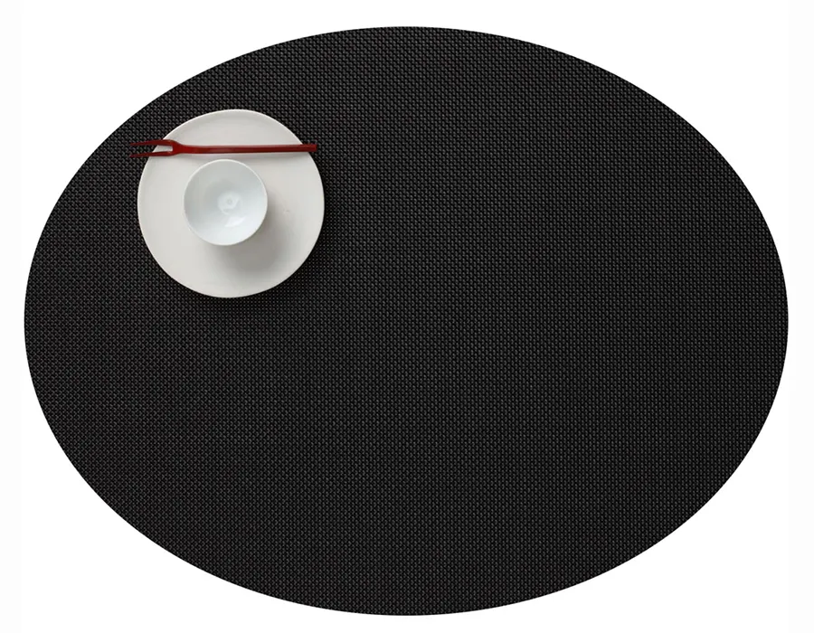 Tovaglietta Ovale Chilewich Mini Basketweave Black 36 cm x 49 cm