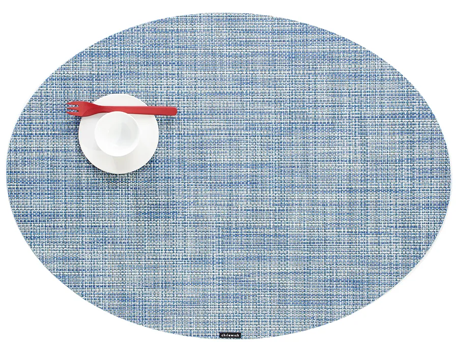 Oval Placemat Chilewich Mini Basketweave Chambray 36 cm x 49 cm
