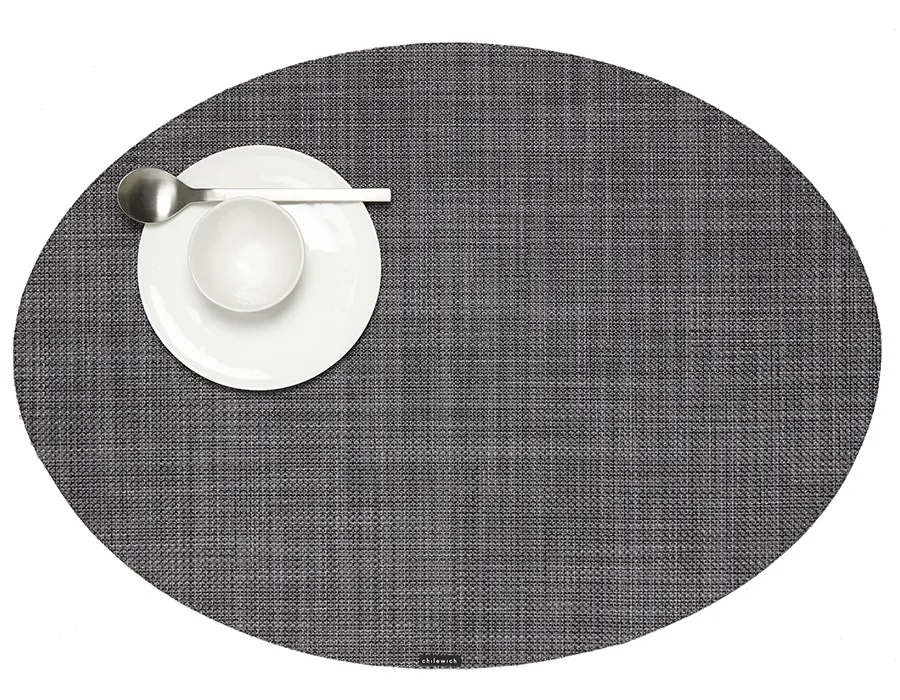 Oval Placemat Chilewich Mini Basketweave Cool Grey 36 cm x 49 cm
