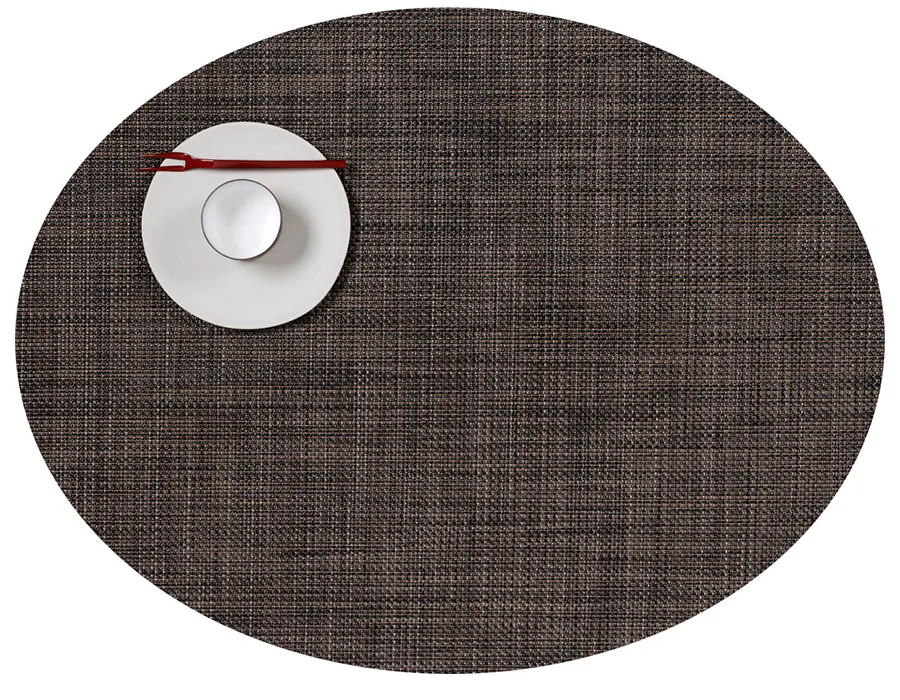 Oval Placemat Chilewich Mini Basketweave Dark Walnut 36 cm x 49 cm