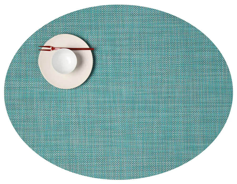 Oval Placemat Chilewich Mini Basketweave Turquoise 36 cm x 49 cm