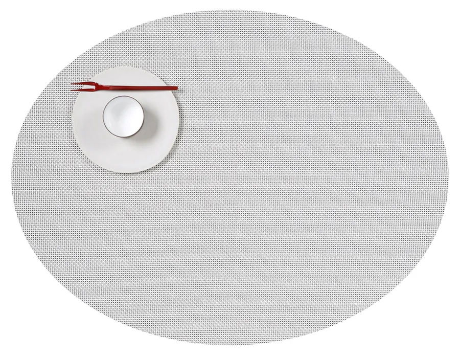 Oval Placemat Chilewich Mini Basketweave White 36 cm x 49 cm
