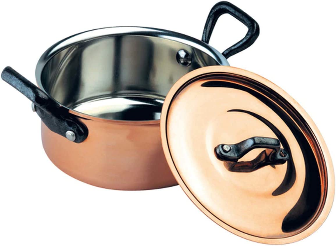 Casserole with lid Baumalu Copper Miniature collection cast iron handles 12 cm
