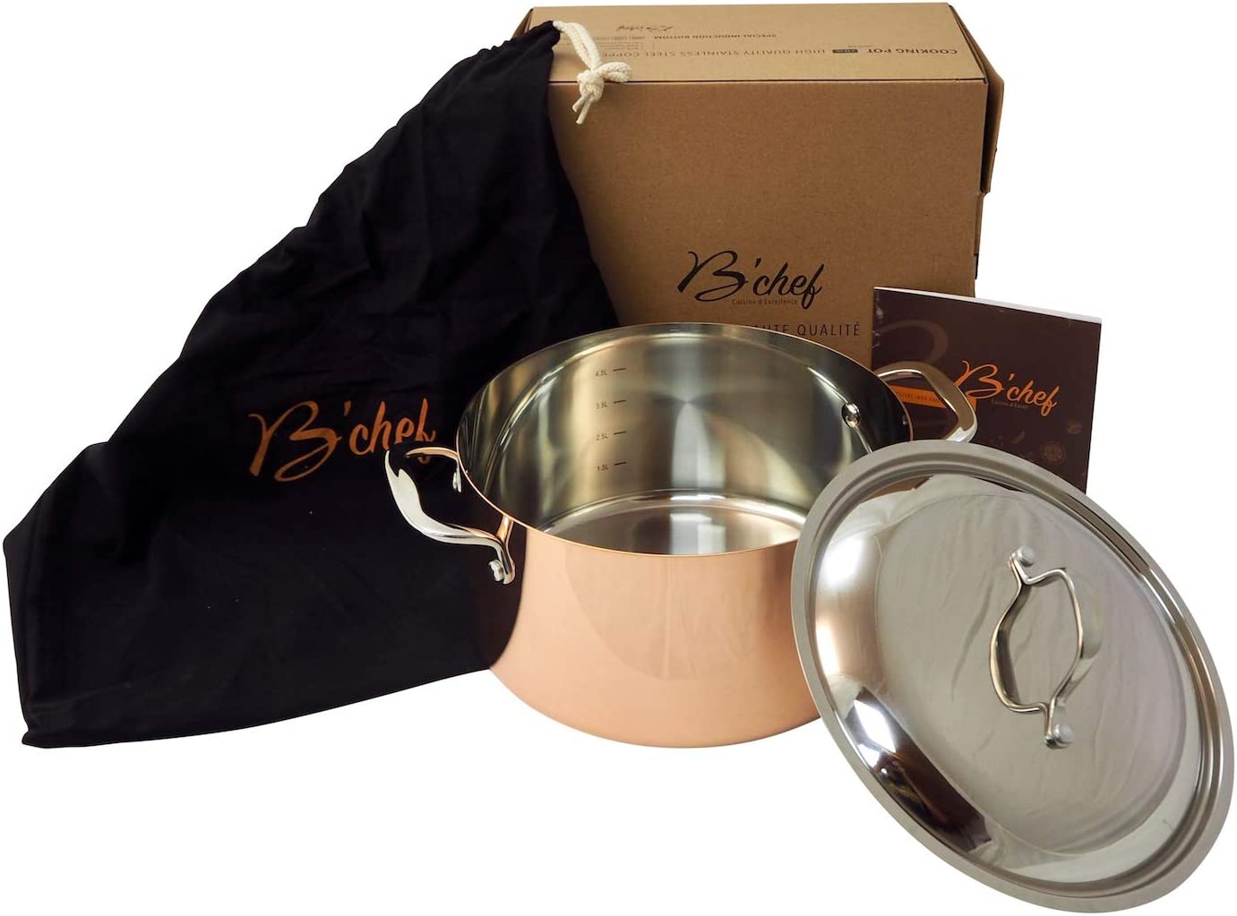Pot with Inox Lid Copper Steel Induction Baumalu 24 cm thickness 1.5 cm