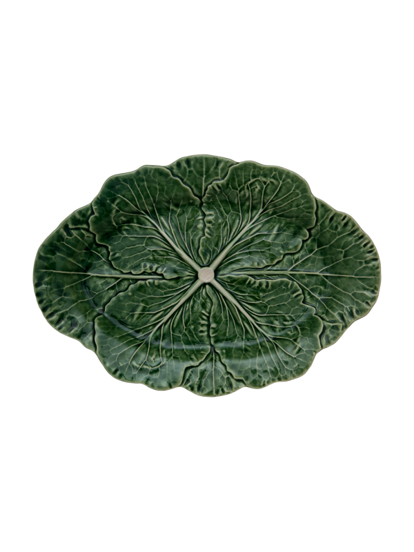Oval serving plate 43 cm green Couve Bordallo Pinheiro