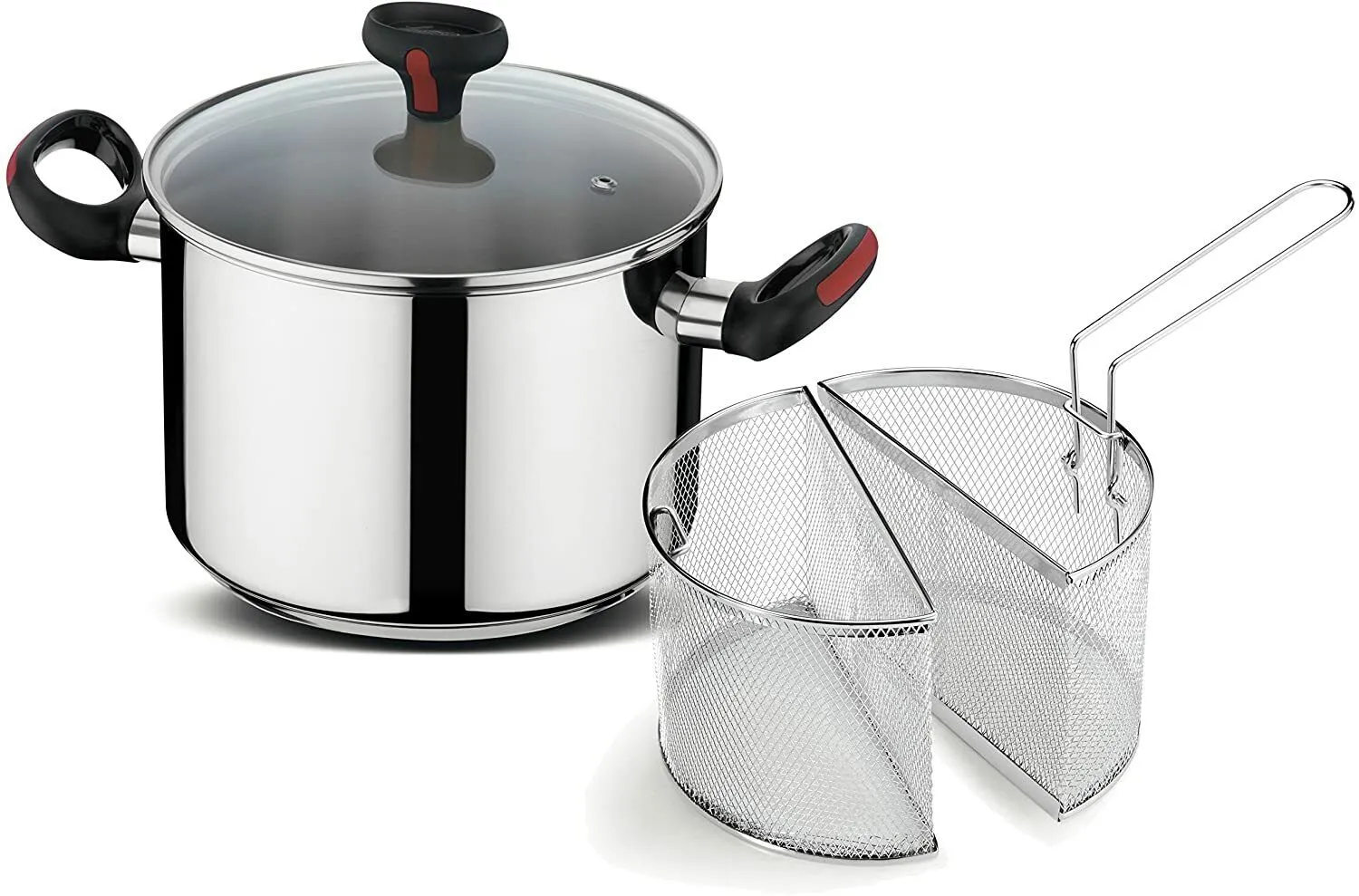 Multi-cooking pot with double basket and glass lid 22  Lagostina Linea Rossa