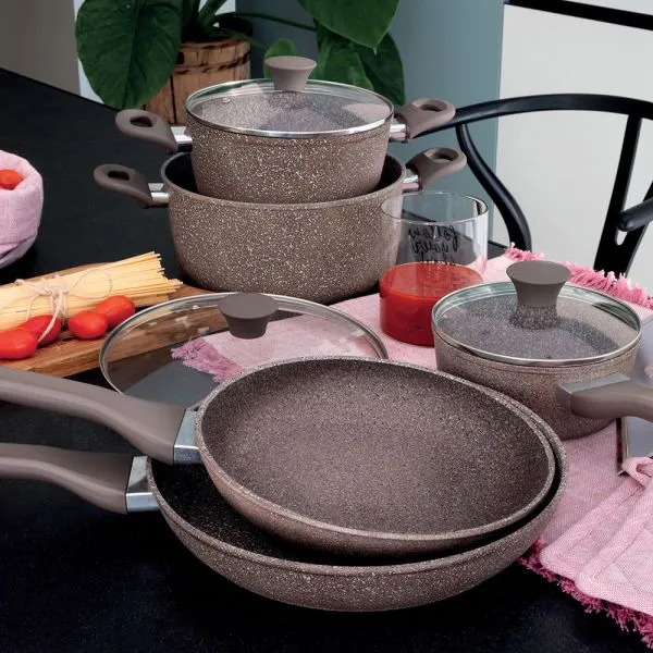 Tognana 12-pieces Aluminum Pots and Pans Set Rose Stone Line