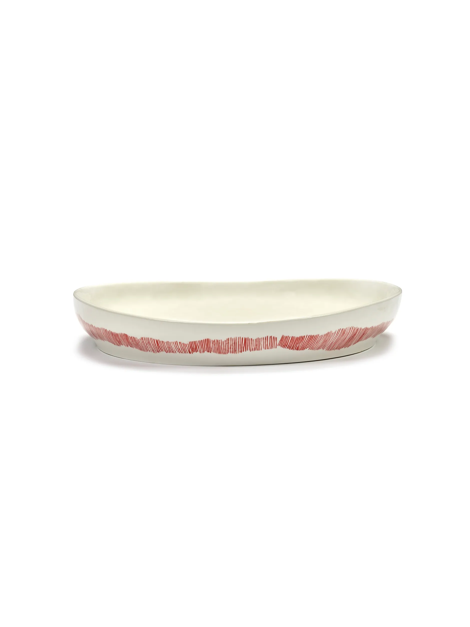 Serving Plate M White-Stripes Red Feast Ottolenghi by Serax L 36 W 36 H 6 CM