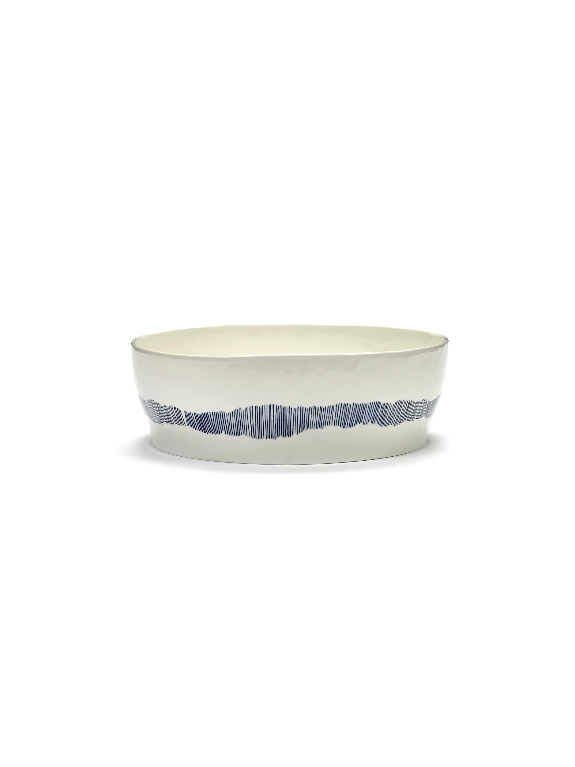 Salad Bowl White-Stripes Blue Feast Ottolenghi by Serax L 28.5 W 28.5 H 9.5 CM