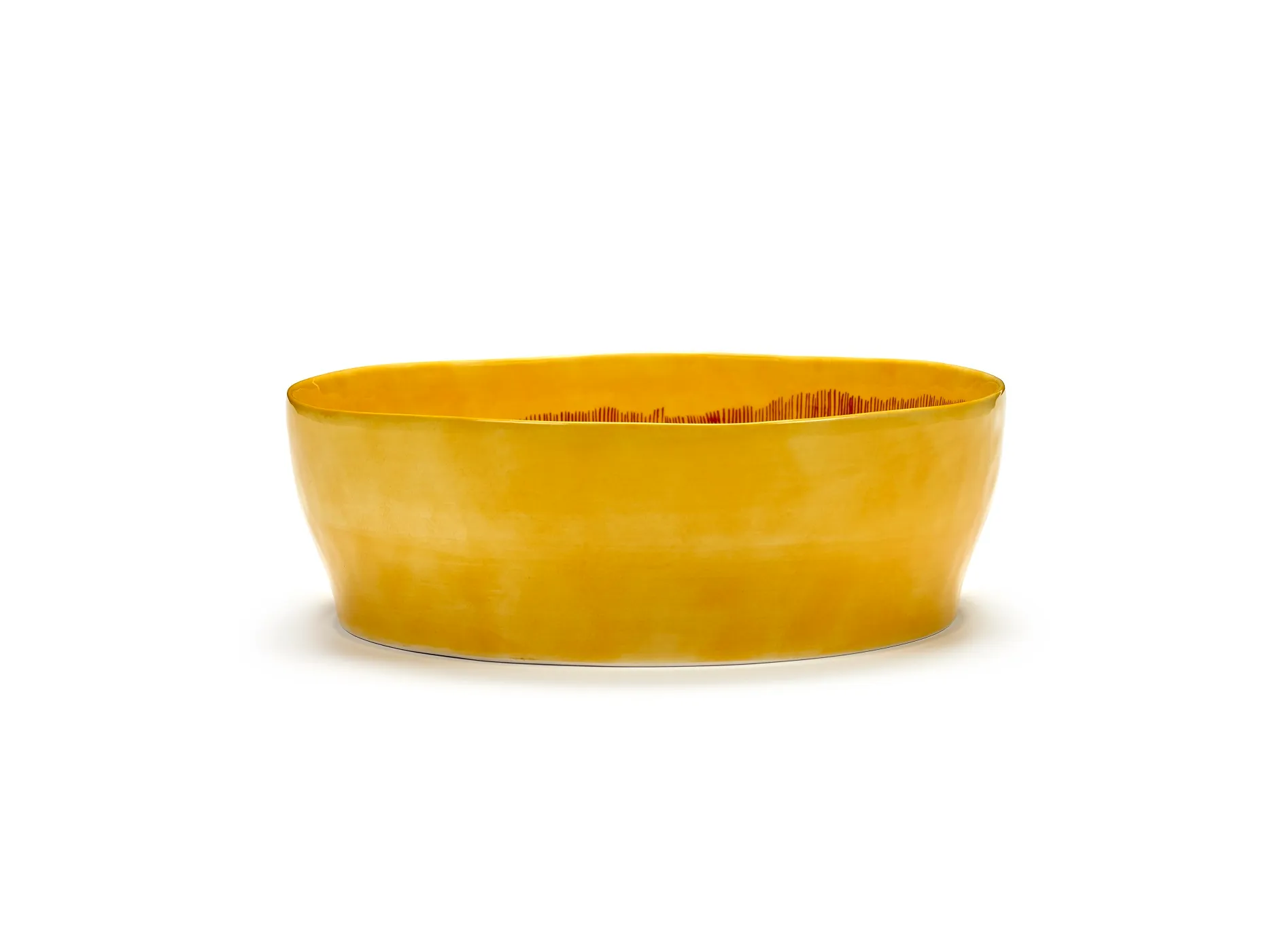 Salad Bowl Yellow-Stripes Red Feast Ottolenghi by Serax L 28.5 W 28.5 H 9.5 CM