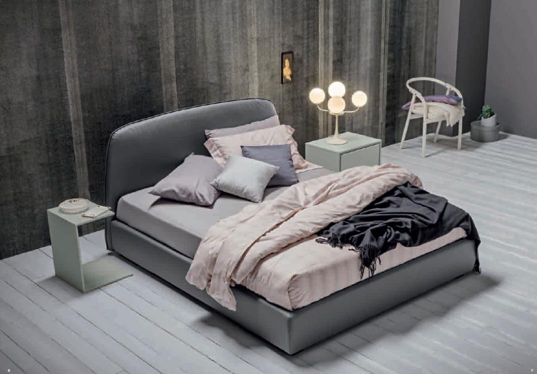 Letto Contenitore Ecopelle Grigio.Bed Sharon With Box In Eco Leather Grigio Antracite Upholstered