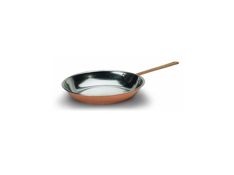 Tinned copper pan with single handle diameter 24 cm Made in Italy