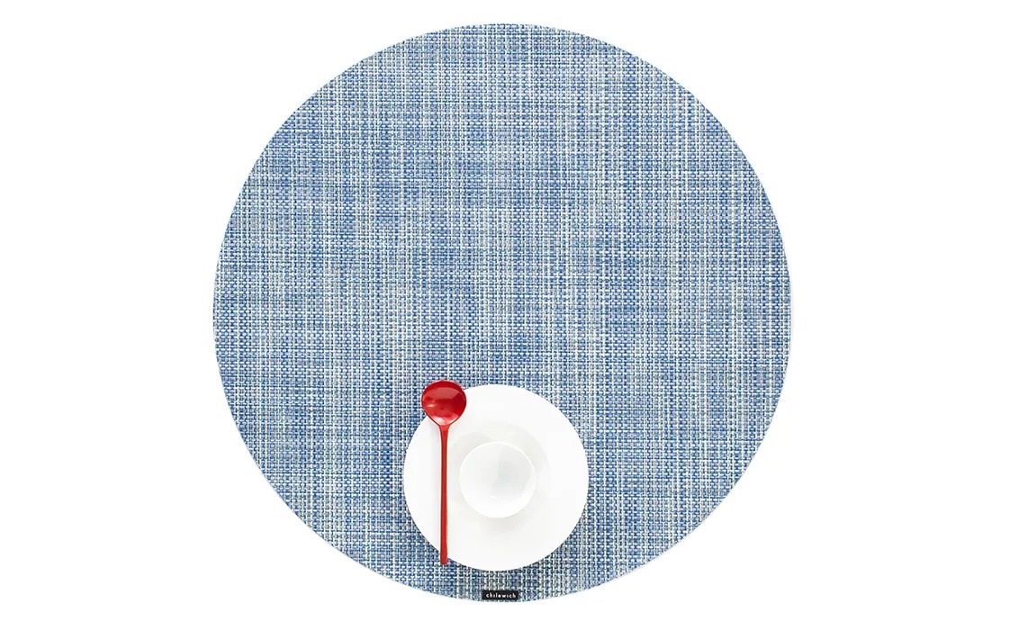 Round Placemat Chilewich Mini Basketweave Chambray 38 cm
