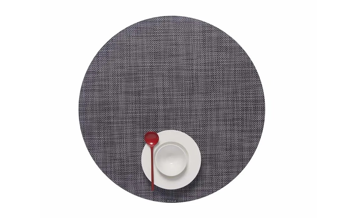 Round Placemat Chilewich Mini Basketweave Cool Grey 38 cm