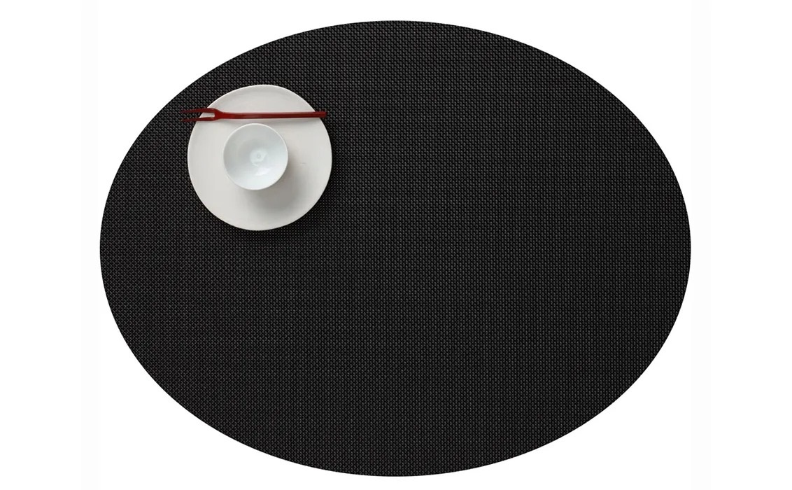 Oval Placemat Chilewich Mini Basketweave Black 36 cm x 49 cm
