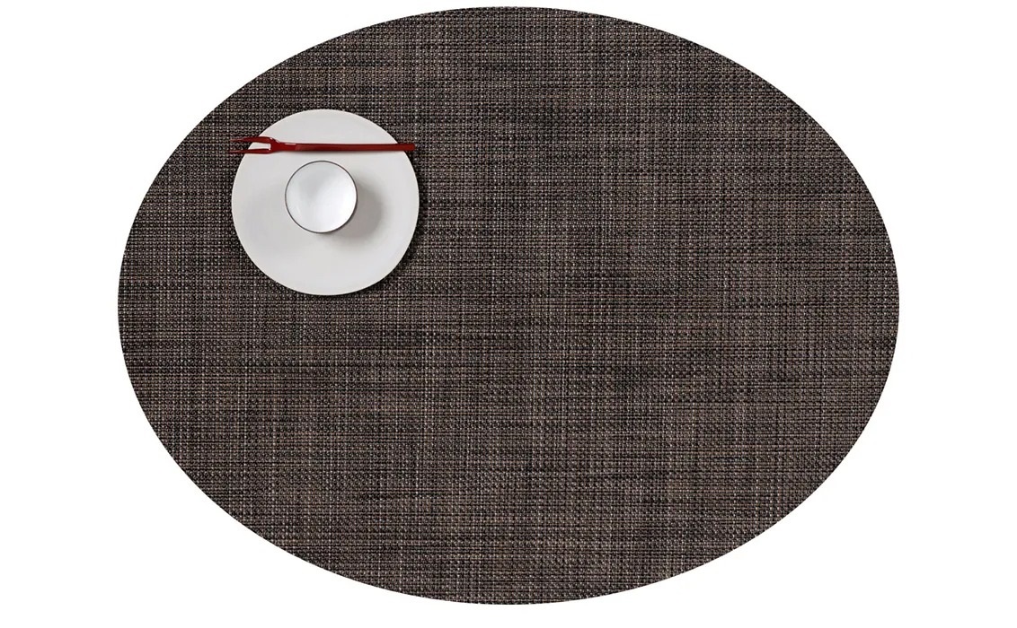 Oval Placemat Chilewich Mini Basketweave Dark Walnut 36 cm x 49 cm