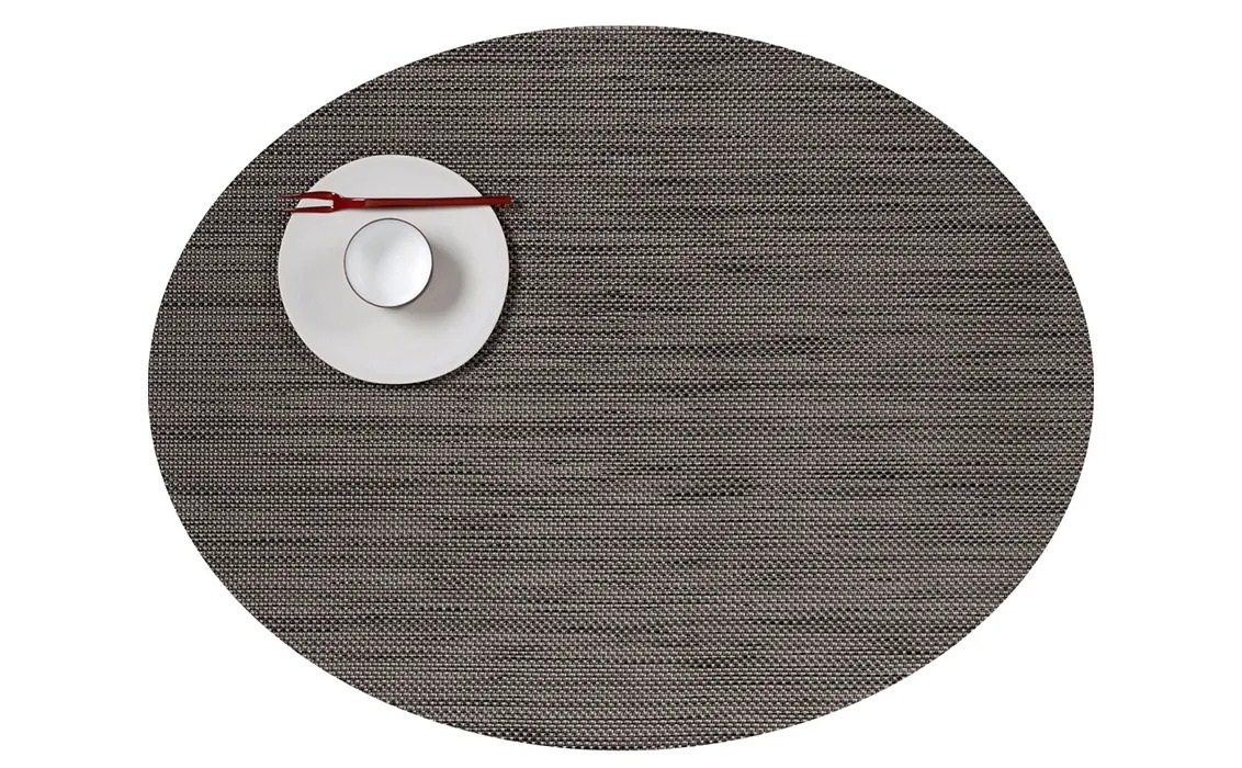 Oval Placemat Chilewich Mini Basketweave Light Grey 36 cm x 49 cm