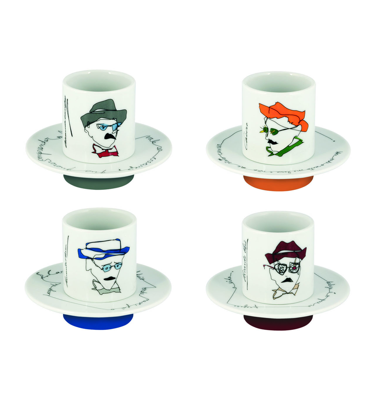 Vista Alegre Collection Heteronimos set 4 coffee cups and saucers