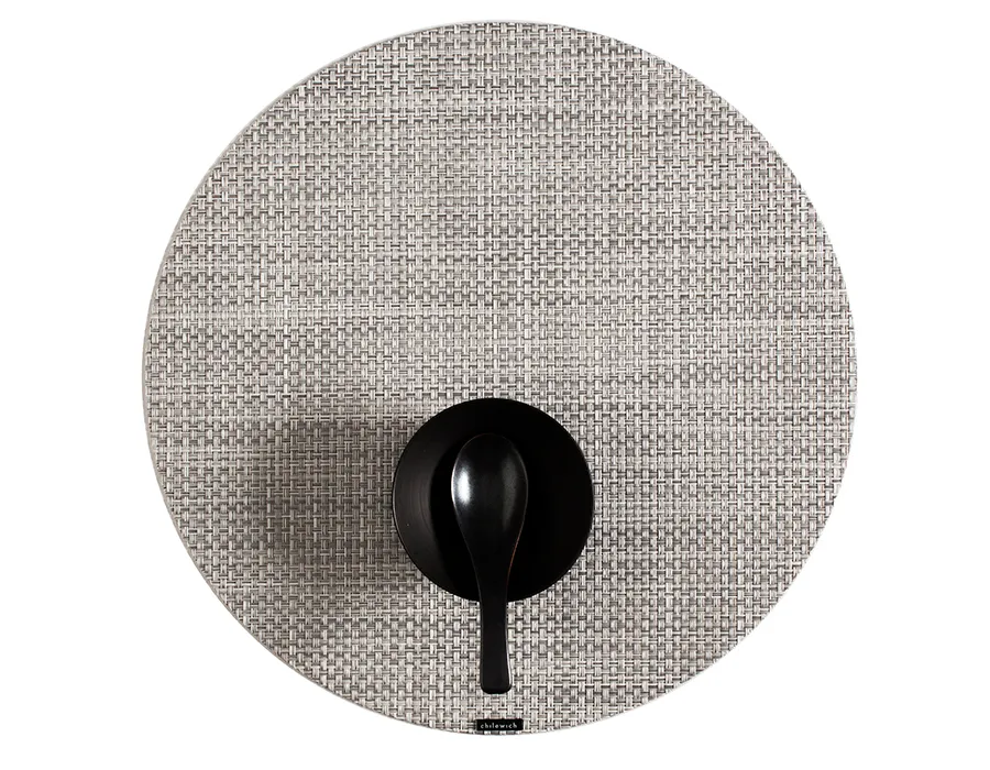 Tovaglietta Rotonda Chilewich Basketweave Bianco/Argento 38 cm