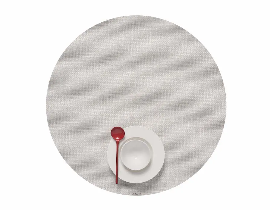 Round Placemat Chilewich Mini Basketweave Sandstone 38 cm