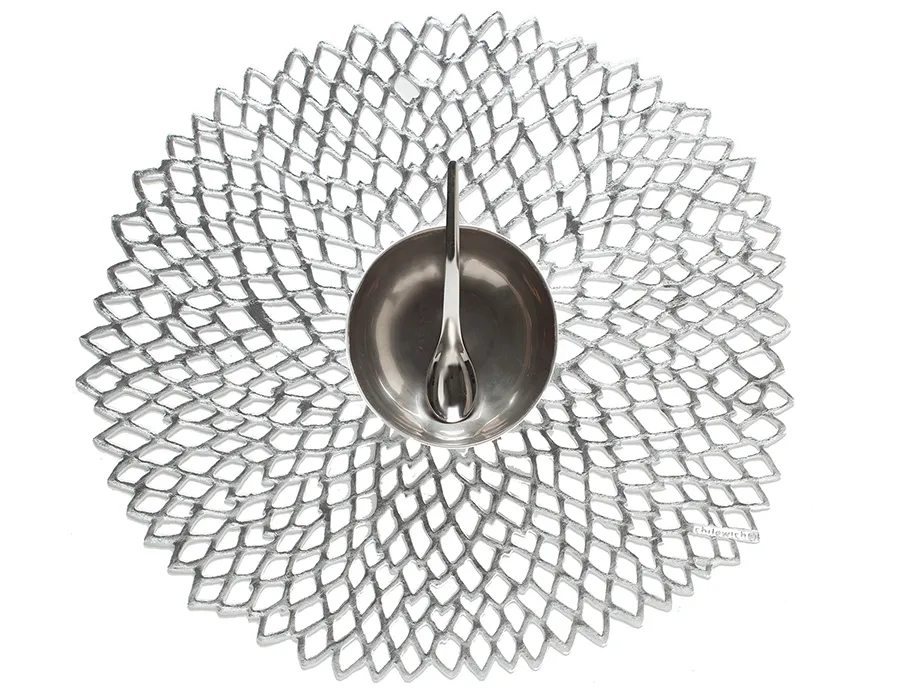 Tovaglietta Rotonda Chilewich DAHLIA Argento  36 cm x 39 cm