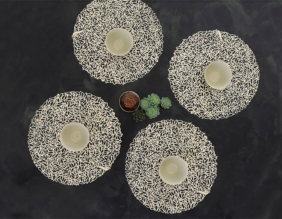Chilewich PETAL Placemat Round 38 cm Champagne