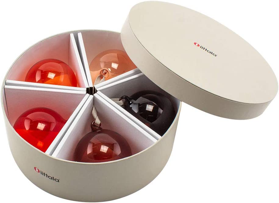 Set 5 Iittala glass balls 80mm red