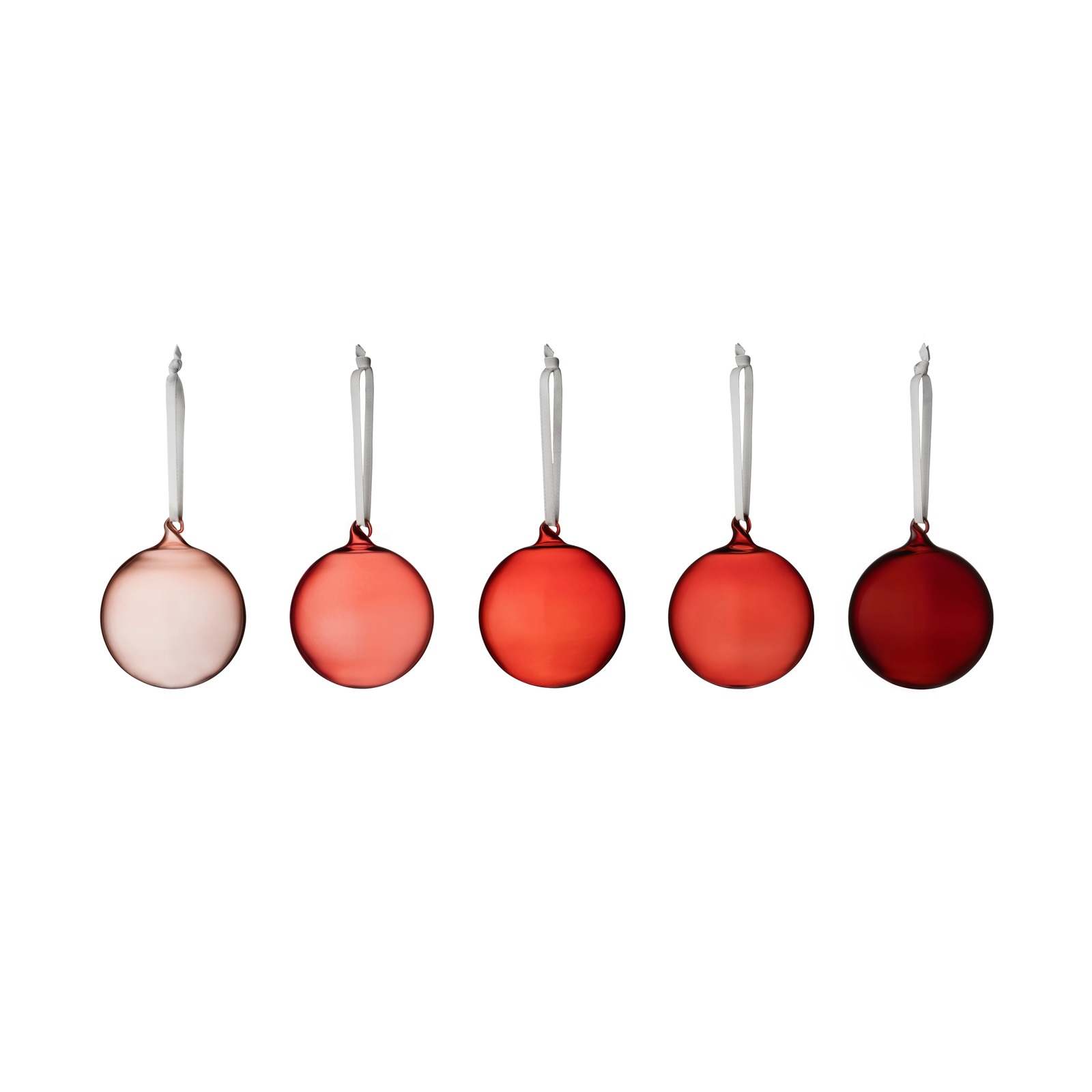 Set 5 Iittala glass balls 80mm red