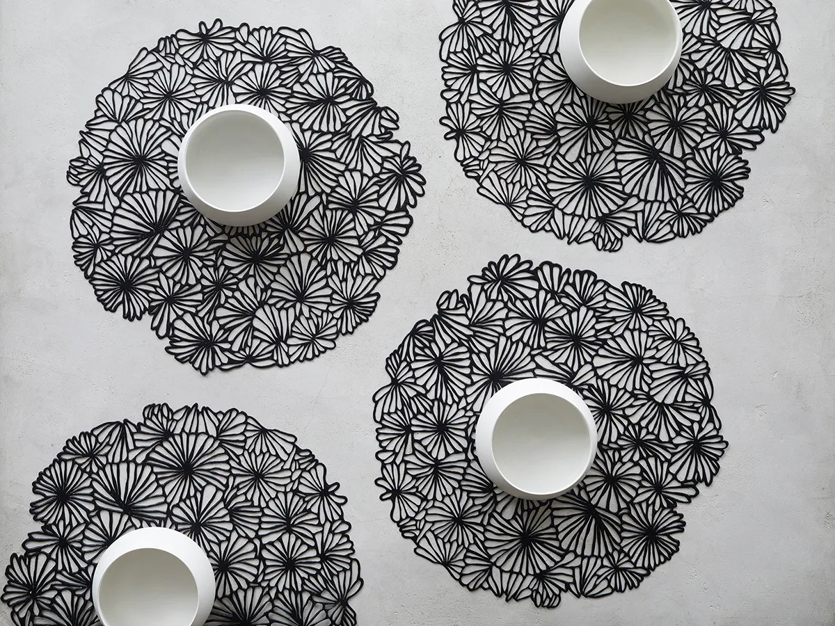 Round Placemat Chilewich Daisy Black