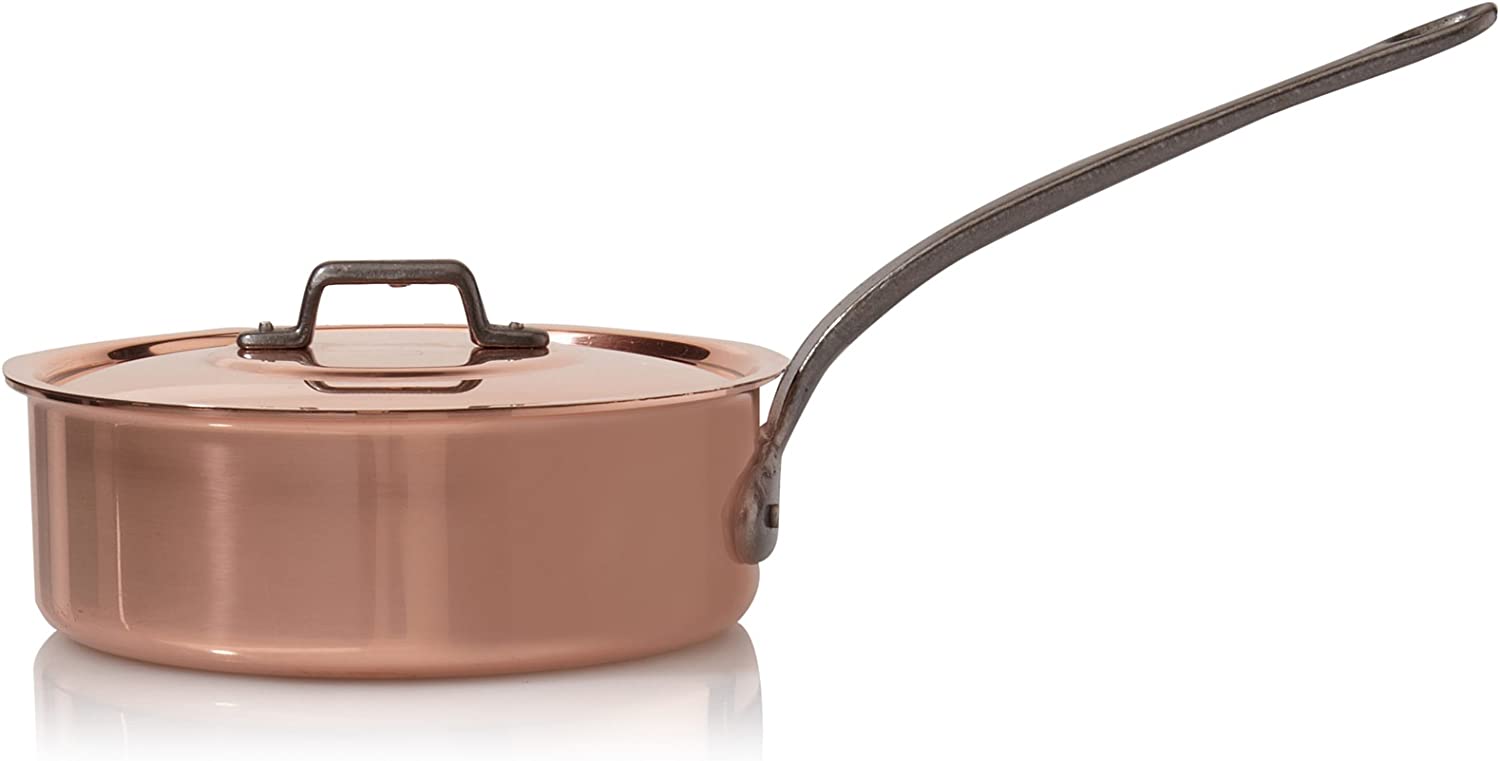 Casserole Low Copper with Baumalu Lid 1 cast iron handle 24 ccm