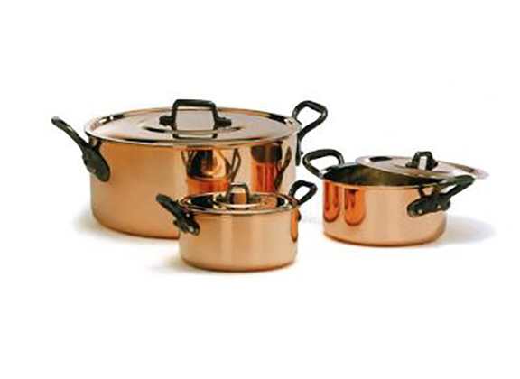 Copper Pot with Lid Baumalu 2 cast iron handles 28 cm