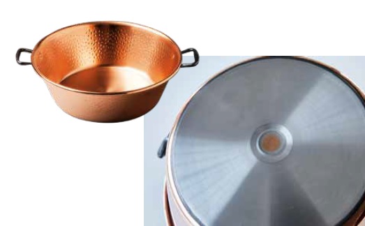 Baumalu Hammered Copper Tub for Jams with cast iron handles induction  40 cm