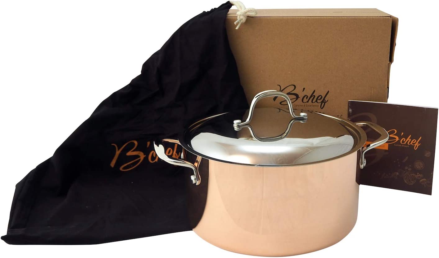 Pot with Inox Lid Copper Steel Induction Baumalu 24 cm thickness 1.5 cm