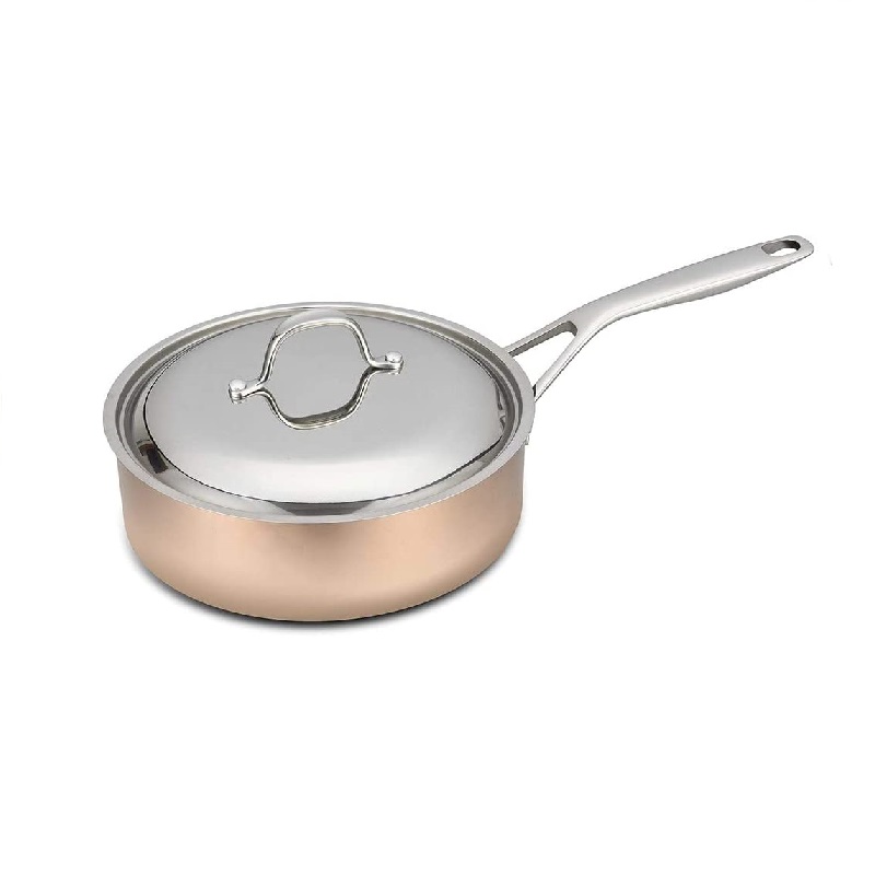 Low Saucepan with Lid Copper Steel Induction Baumalu 24 cm thickness 1,5 cm