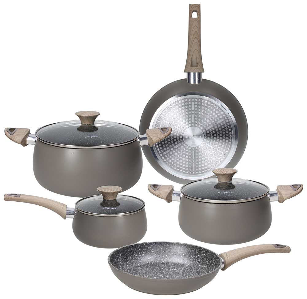 Battery Of Pots And Pans 8 Pieces Aluminum Dove Grey Line Eco, Set Cookware