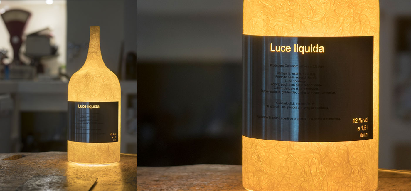 Table Lamp Luce Liquida 1 In-Es Artdesign Collection Luna Color Magenta Size 35 Cm Diam. Ø 13 Cm