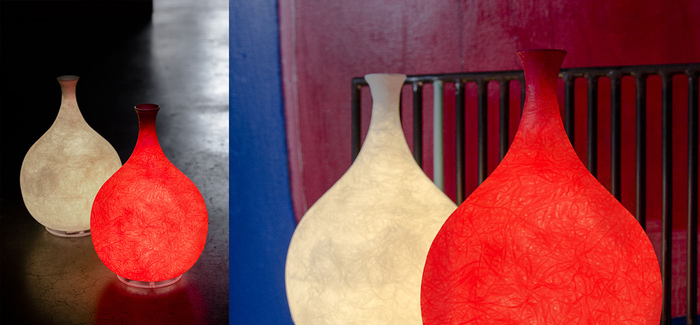 Lampada Da Tavolo Luce Liquida 2 In-Es Artdesign Collezione Luna Colore Rosso Dimensione 26 Cm Diam. Ø 18 Cm