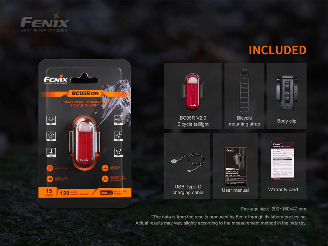 Torcia Led Posteriore Rossa per Bici 15 Lumen Fenix