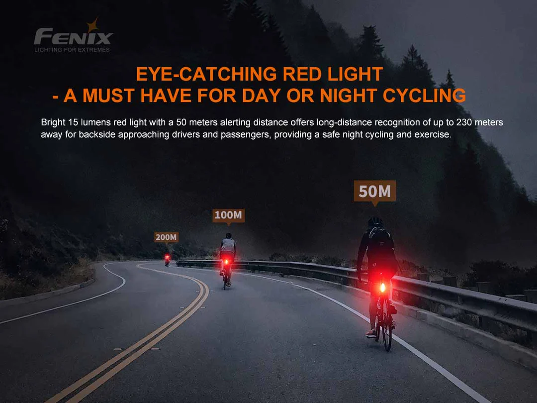 Torcia Led Posteriore Rossa per Bici 15 Lumen Fenix