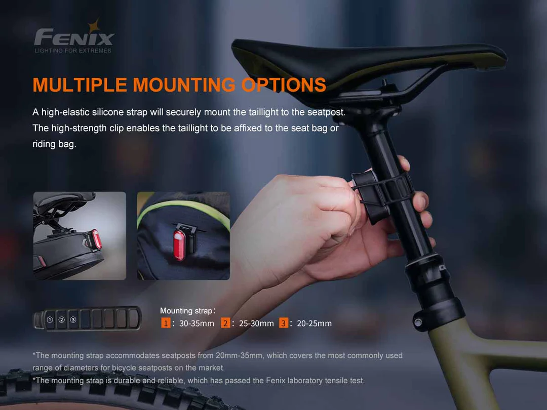 Torcia Led Posteriore Rossa per Bici 15 Lumen Fenix