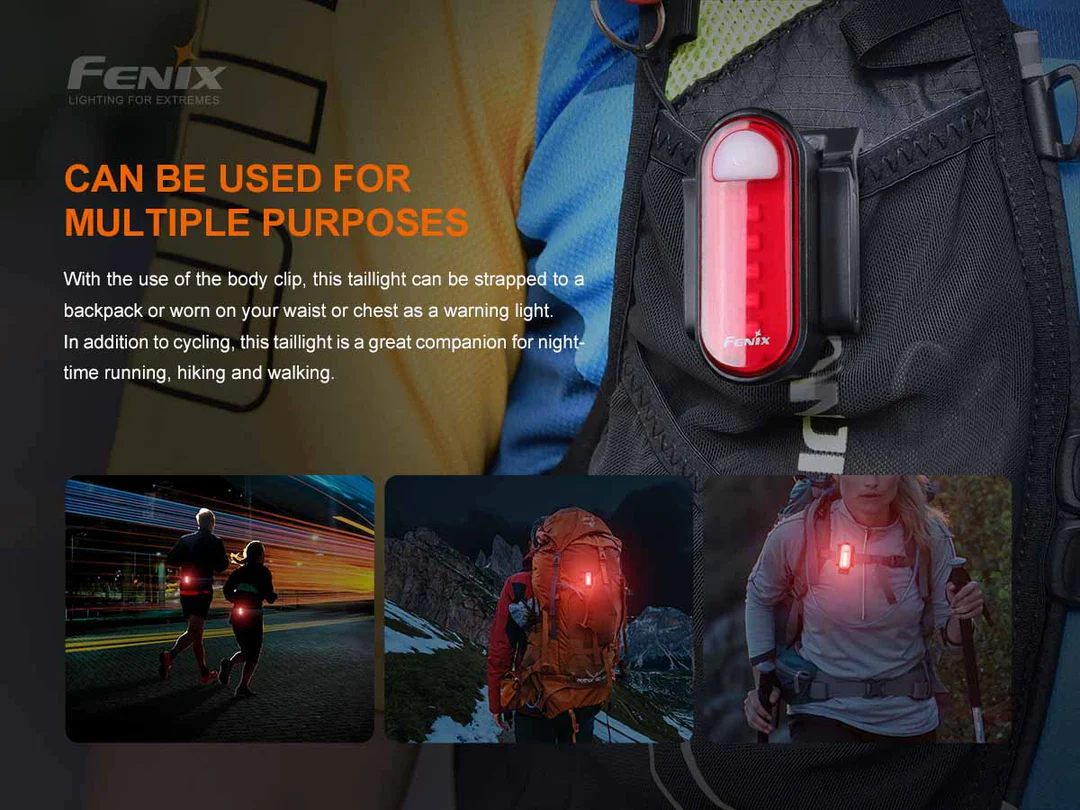 Torcia Led Posteriore Rossa per Bici 15 Lumen Fenix