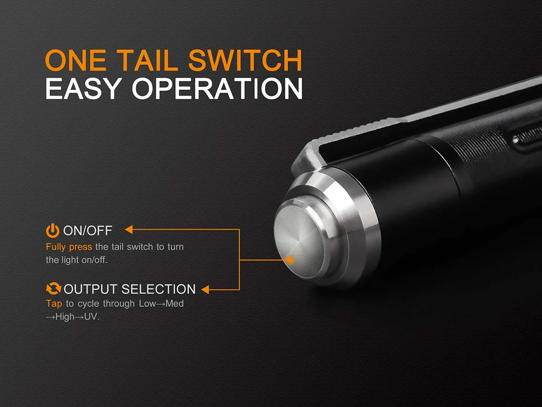 Torcia super compatta EDC Fenix con LED bianco e illuminatore UV