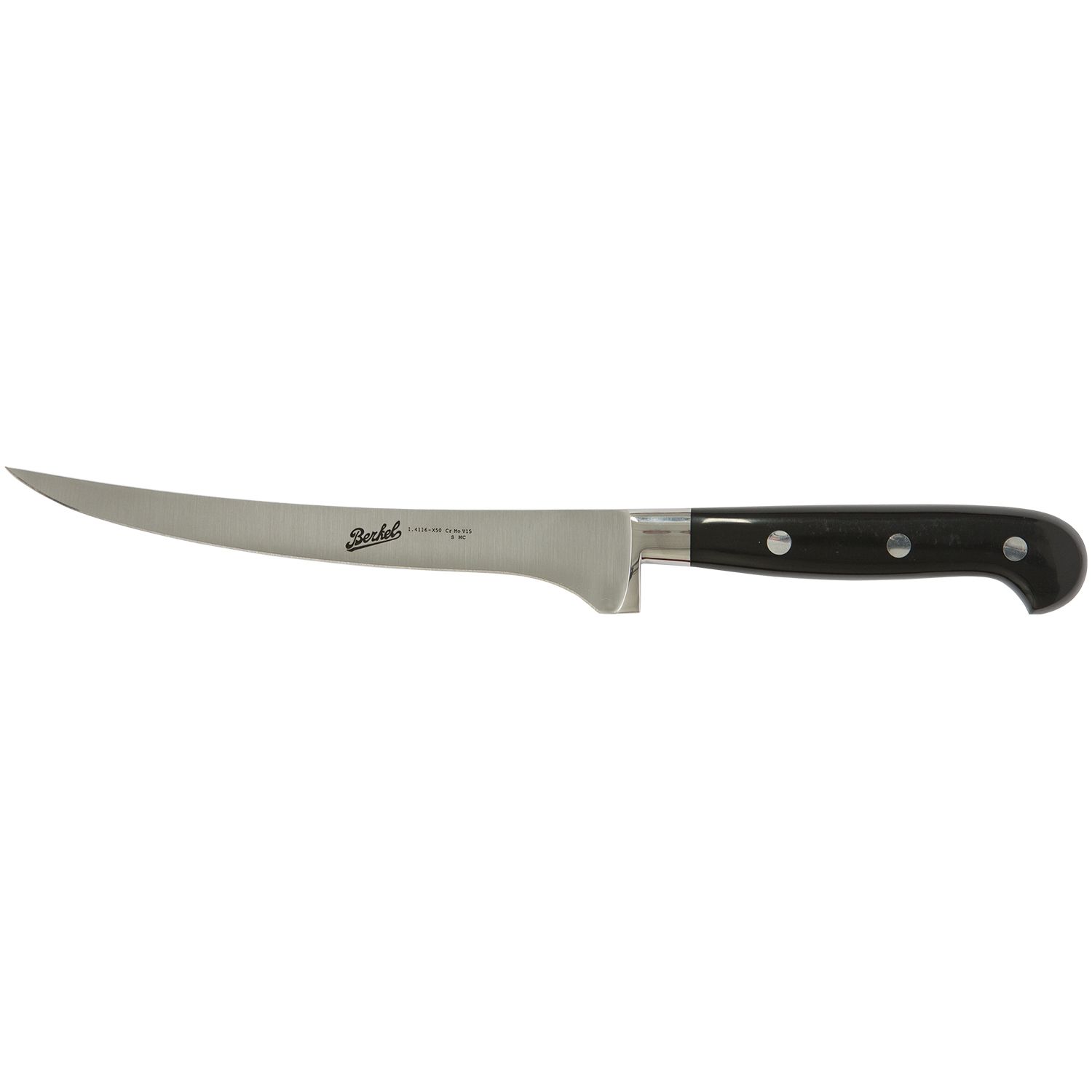 Fillet knife cm.18 Stainless Steel Berkel Adhoc Handle Glossy Black Resin, Knives
