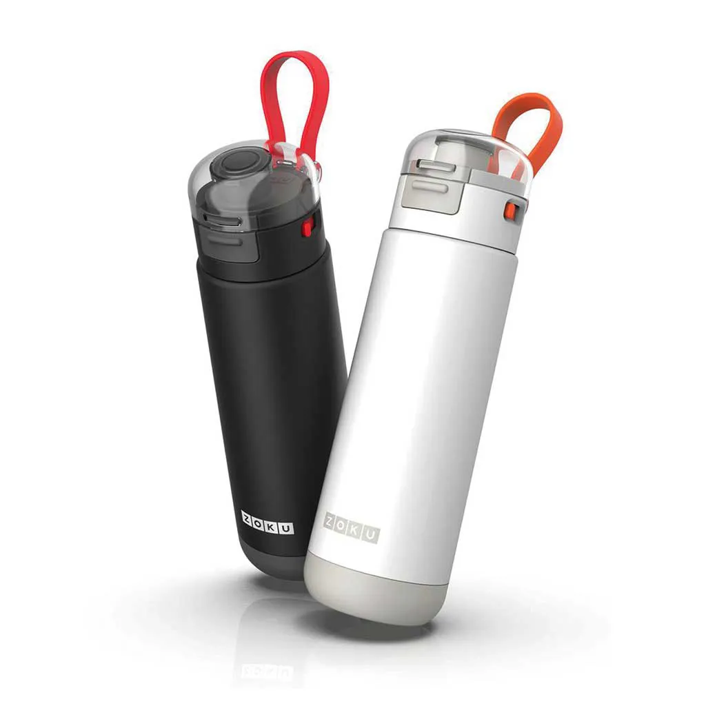 Stainless Steel Flip Top Bottle 500 ml Black Zoku