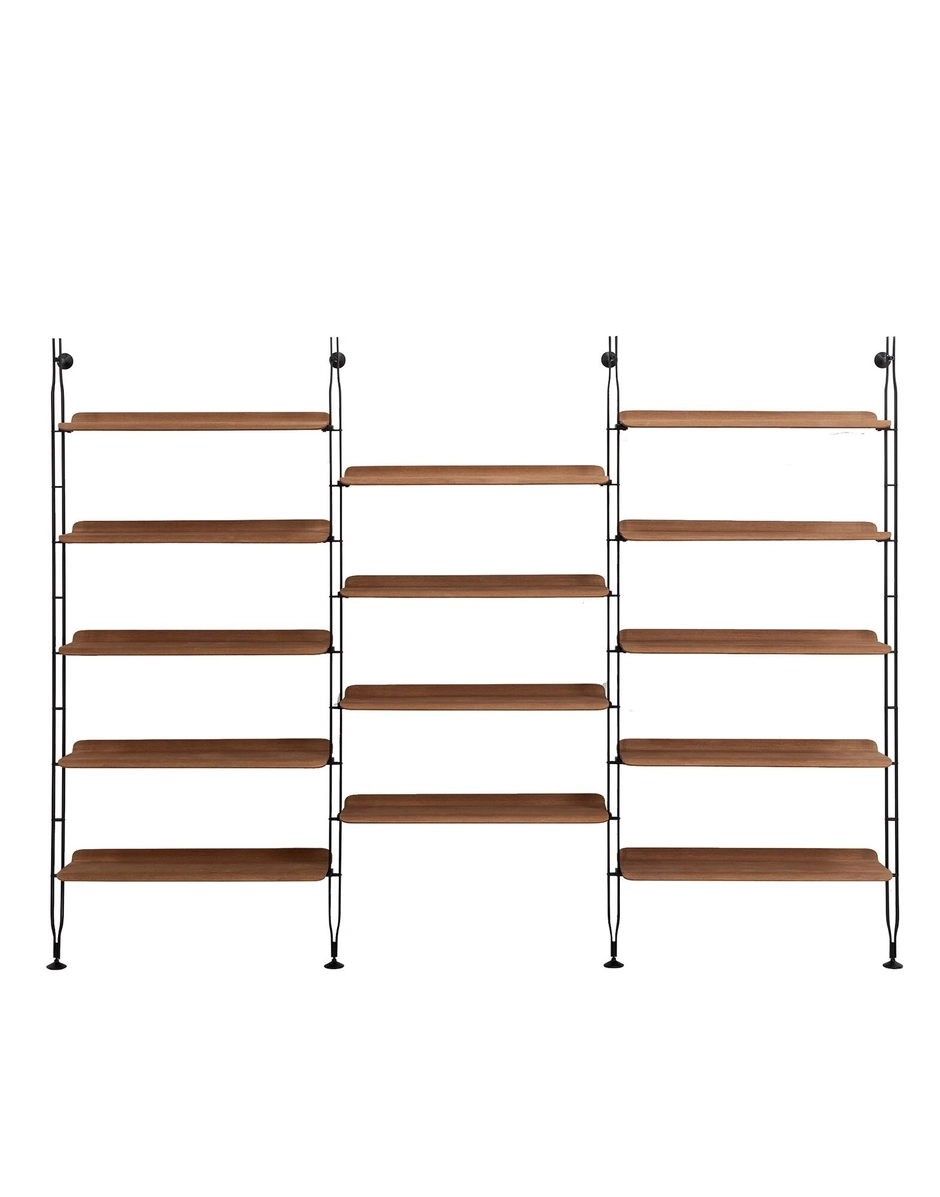 Modular Bookcase Adam Wood Kartell Dark Wood/Black 4 uprights with 14 shelves