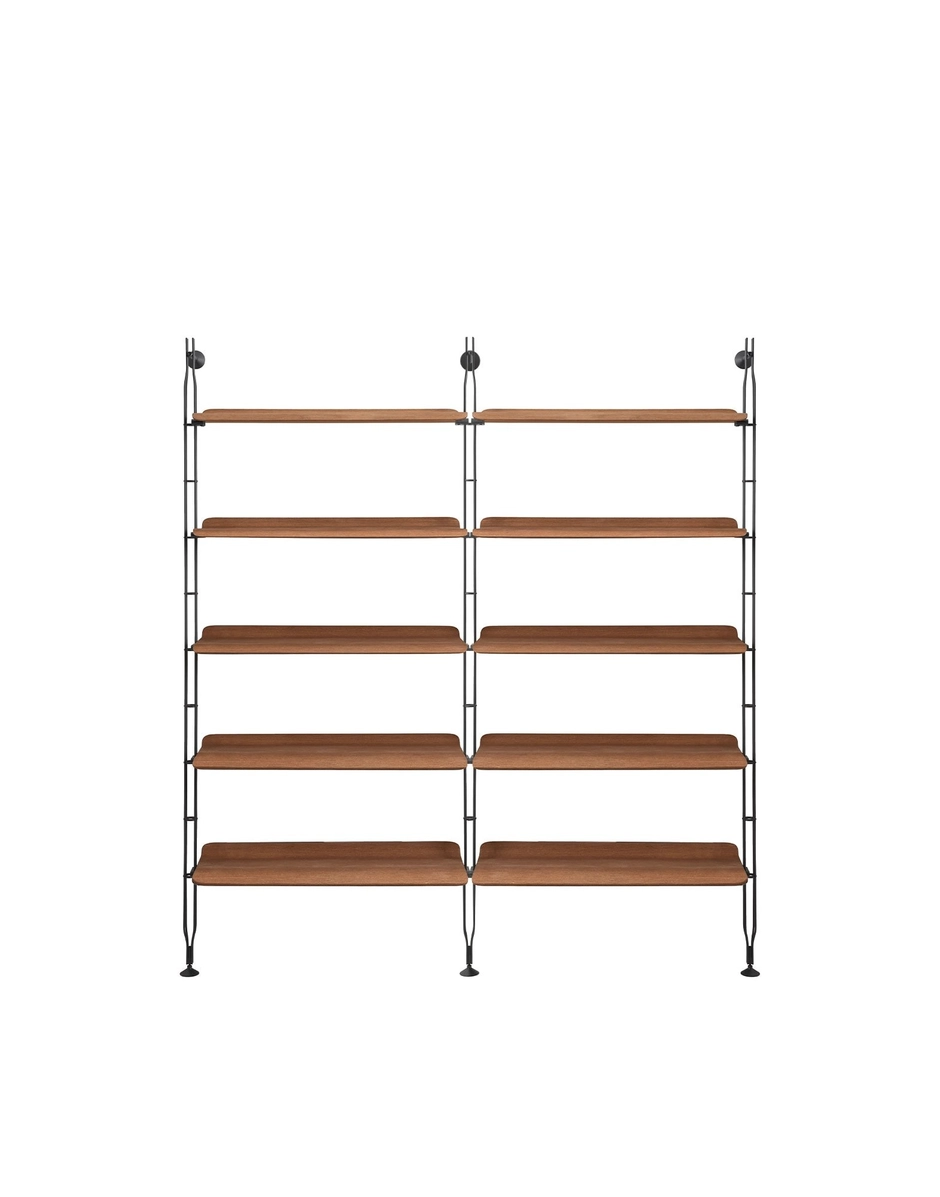 Adam Wood Modular Bookcase Kartell Dark Wood/Black 3 uprights with 10 shelves - 193 x 32 x 215 cm